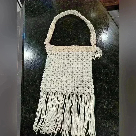 le jule Handbags - Vintage/Authentic 1960’s Macrame Beaded Fringe Boho Bag -Oh the stories